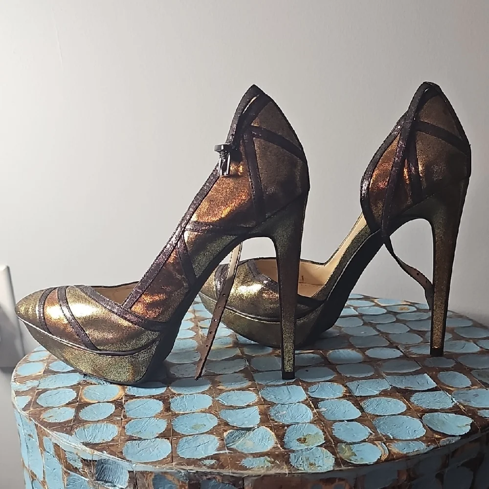 Jessica Simpson Platform Brown,bronze and Gold Women's Heels - Picture 4 of 5